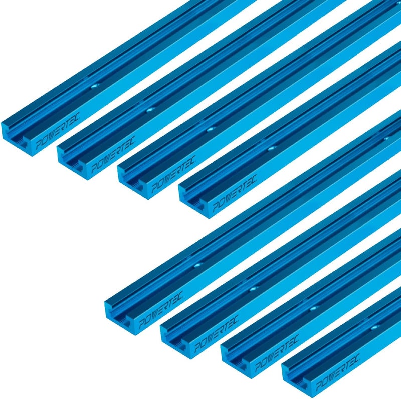 POWERTEC 71119-P4 36 Inch Double-Cut Profile Universal T-Track with Predrilled Mounting Holes, 8 Pack, Aluminum T Track for Woodworking Jigs and Fixtures, Drill Press Table, Router Table, Workbench - Image 1